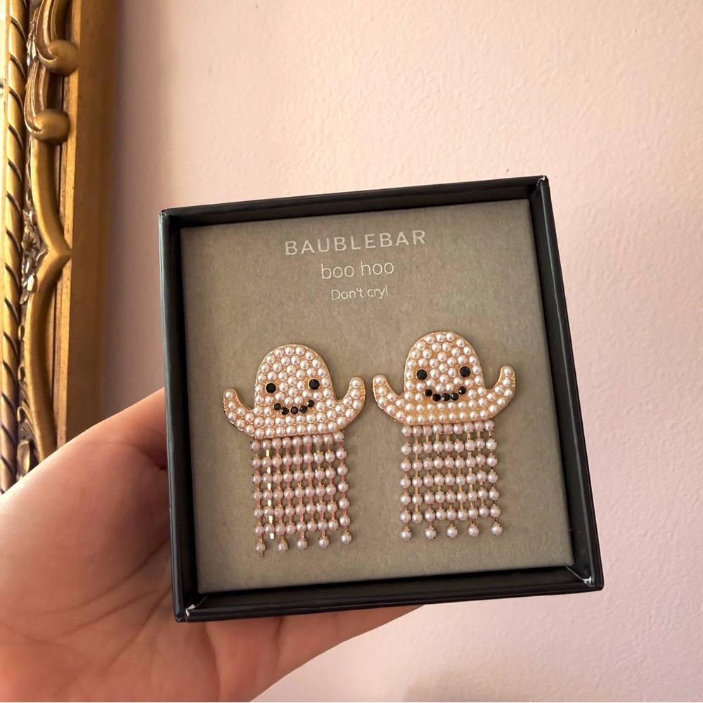 NEW Baublebar Boo Hoo Don’t cry ghost Halloween earrings